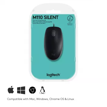 Pelė Logitech M110 Silent laidinė USB juoda