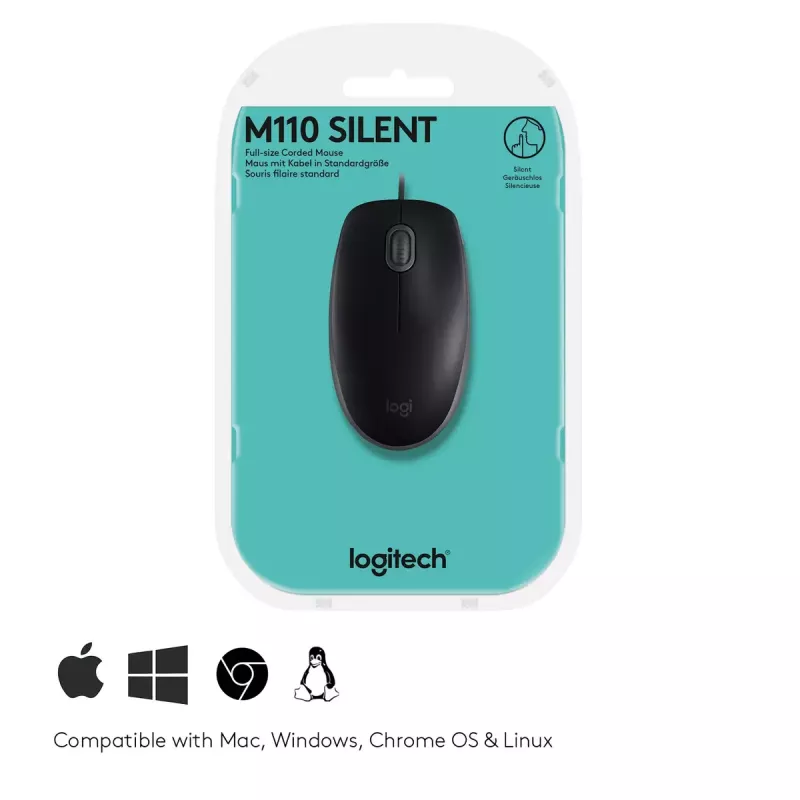 Pelė Logitech M110 Silent laidinė USB juoda