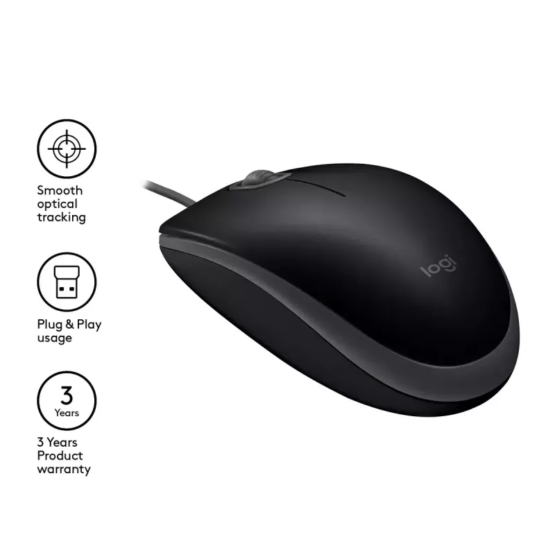 Pelė Logitech M110 Silent laidinė USB juoda