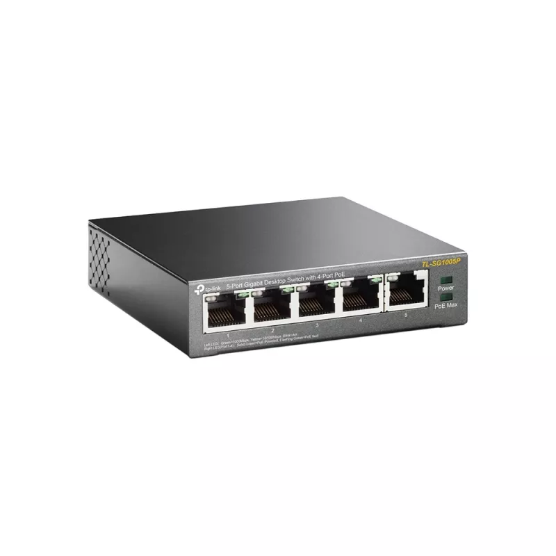 TP-Link 5 prievadų Gigabit stalinis PoE jungiklis su 4 PoE prievadais
