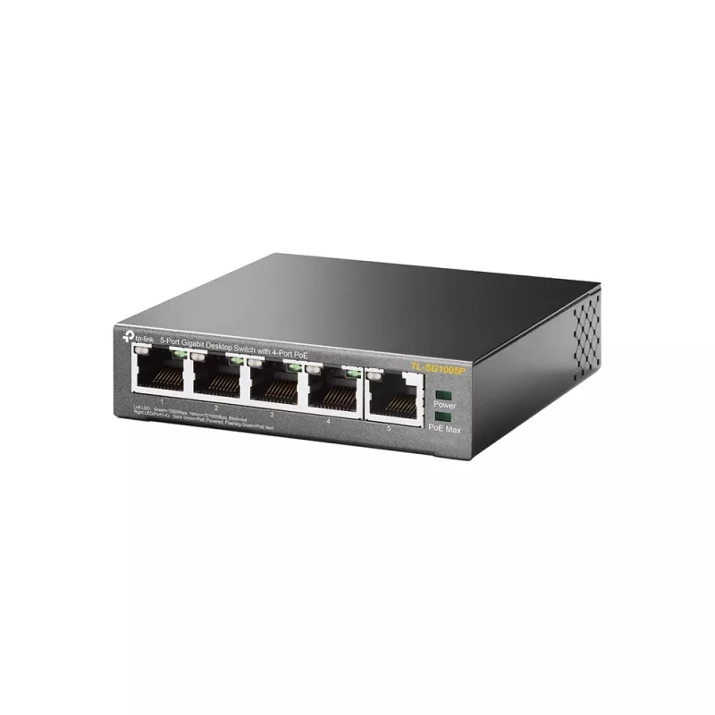 TP-Link 5 prievadų Gigabit stalinis PoE jungiklis su 4 PoE prievadais