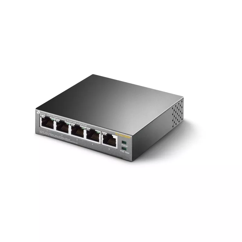 TP-Link 5 prievadų Gigabit stalinis PoE jungiklis su 4 PoE prievadais