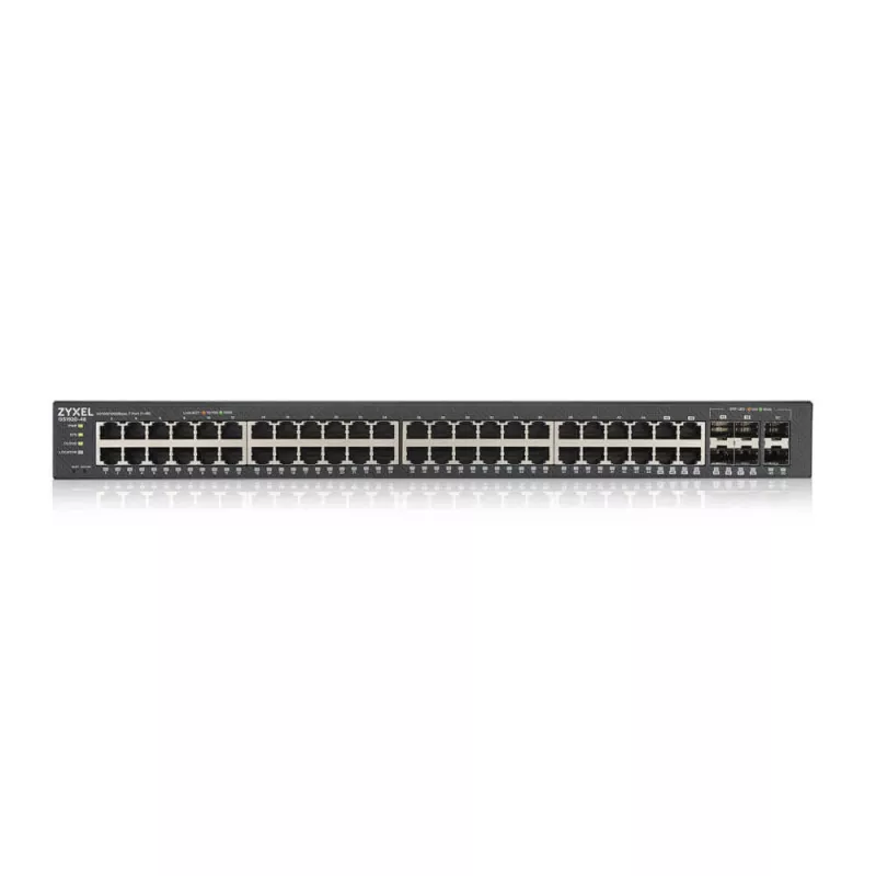 Valdomas Gigabit Ethernet komutatorius Zyxel GS1920-48V2, 48 prievadų, PoE 375 W, juodas