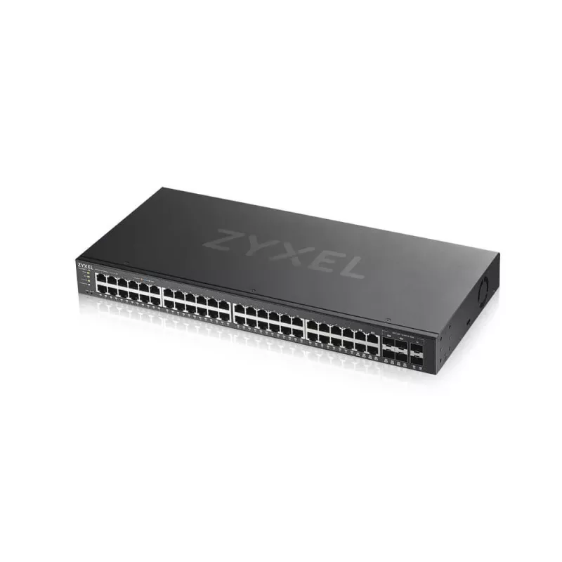 Valdomas Gigabit Ethernet komutatorius Zyxel GS1920-48V2, 48 prievadų, PoE 375 W, juodas