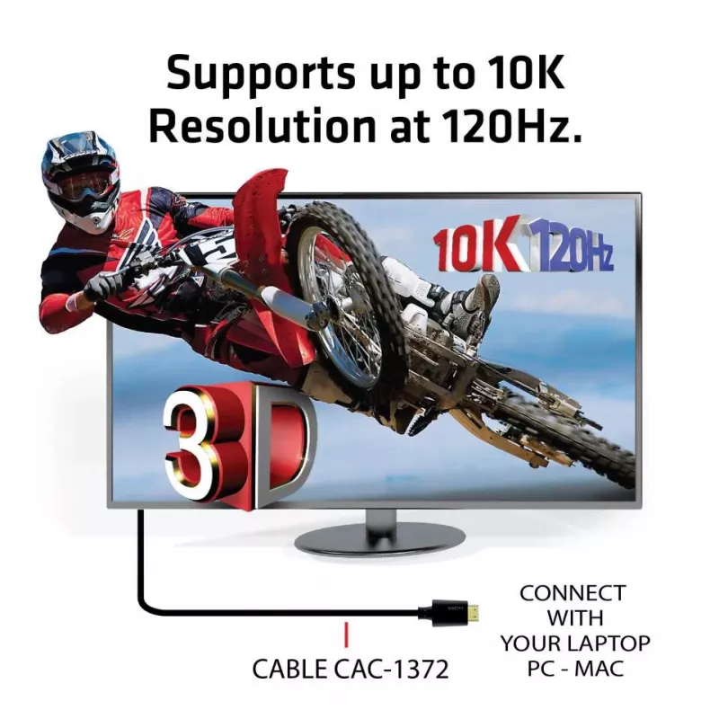 CLUB3D Ultra High Speed HDMI 4K120Hz, 8K60Hz sertifikuotas kabelis 48Gbps M/M 2 m