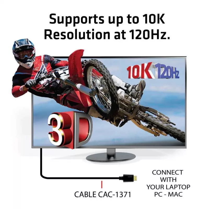 Club 3D CAC-1371 Ultra High Speed HDMI 2.1 sertifikuotas jungiamasis kabelis, 48 Gb/s, 4K 120 Hz / 8K 60 Hz / 10K 120 Hz, ARC, HDR, M/M, 1 m