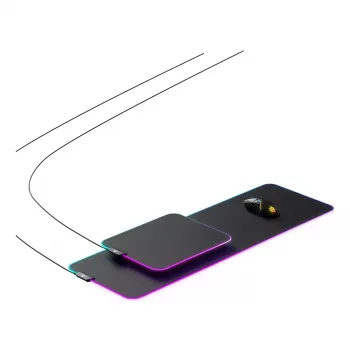Žaidimų pelės kilimėlis STEELSERIES QcK Prism Cloth XL — audinio paviršius, 900×300 mm, 4 mm storis, RGB apšvietimas