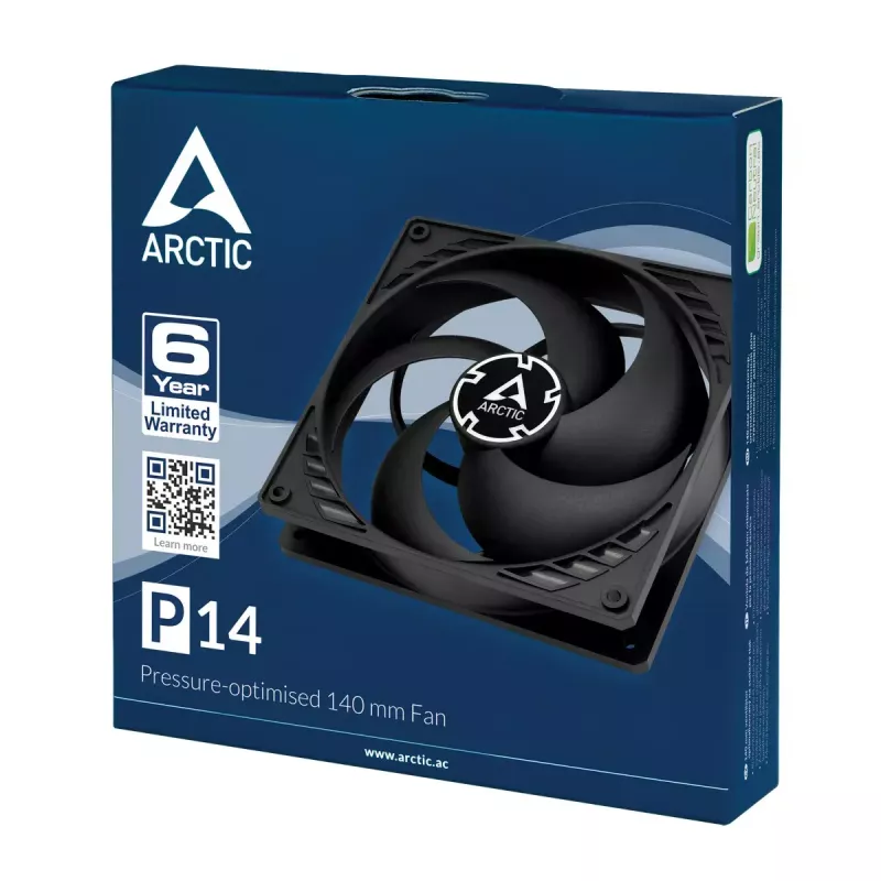ARCTIC P14 – slėgiui optimizuotas 140 mm ventiliatorius