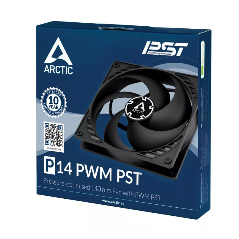 ARCTIC P14 PWM PST slėgiui optimizuotas 140 mm ventiliatorius su PWM PST