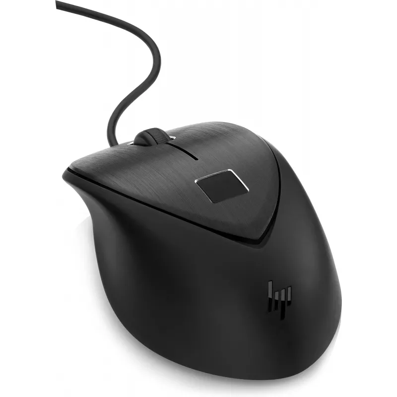 HP USB Fingerprint Mouse, ambidekstrinė, USB Type-A, juoda