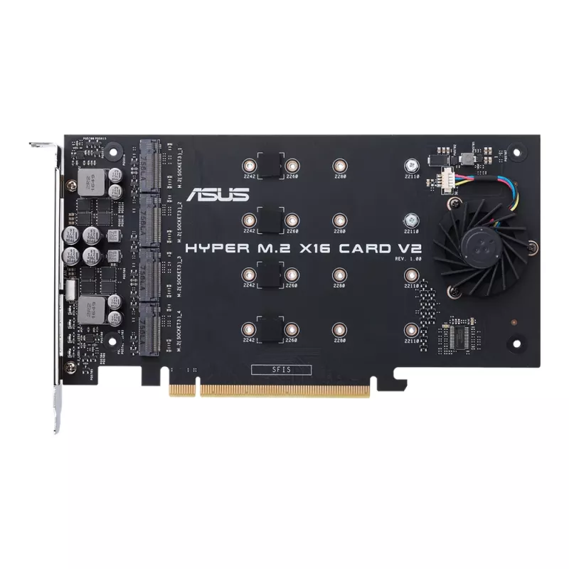 ASUS HYPER M.2 X16 CARD V2 – M.2 plokštės adapteris, PCIe 3.0, 4x M.2, 128 Gbit/s