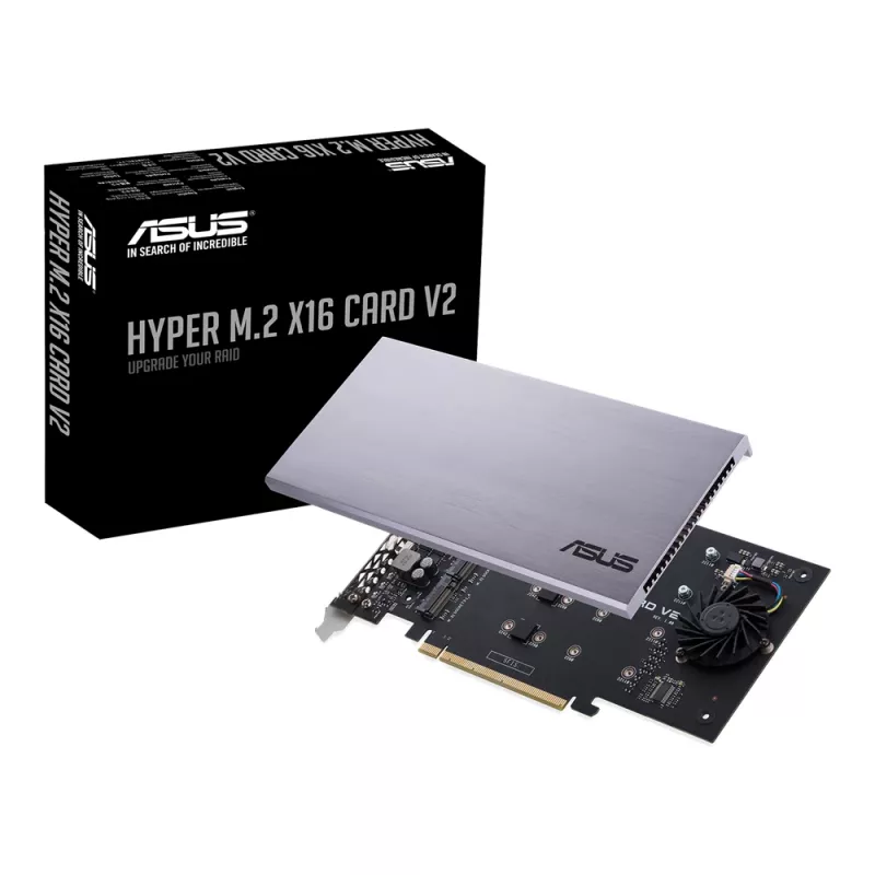 ASUS HYPER M.2 X16 CARD V2 – M.2 plokštės adapteris, PCIe 3.0, 4x M.2, 128 Gbit/s