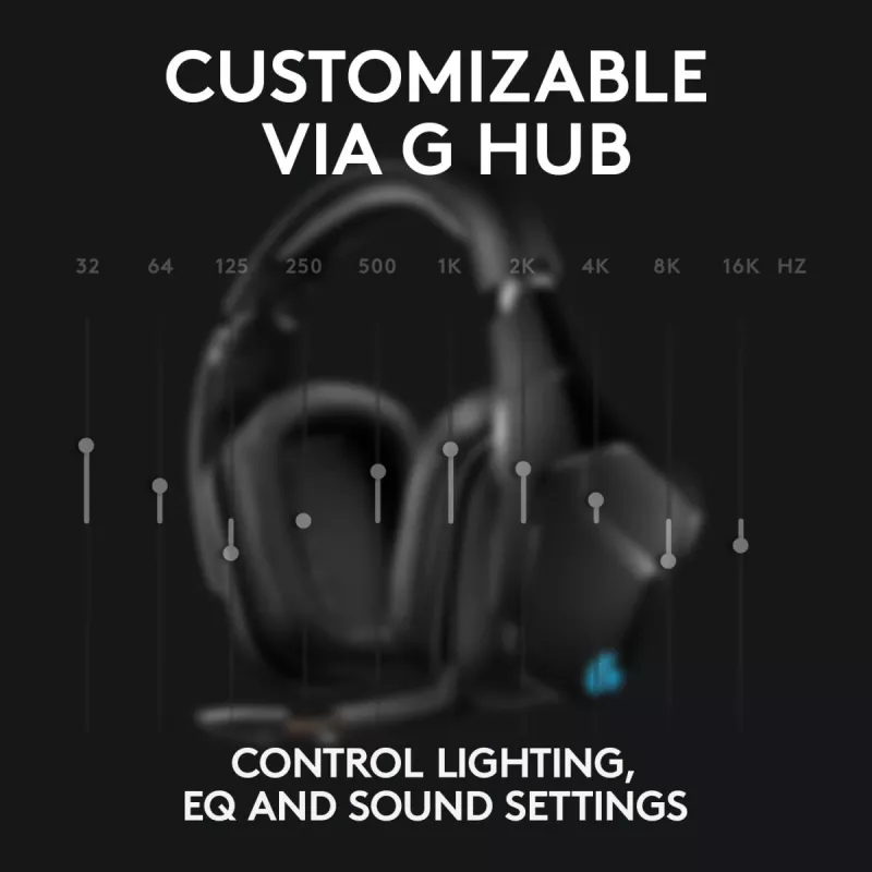 LOGITECH G935 belaidės 7.1 erdvinio garso žaidimų ausinės su Lightsync RGB apšvietimu – 2,4 GHz