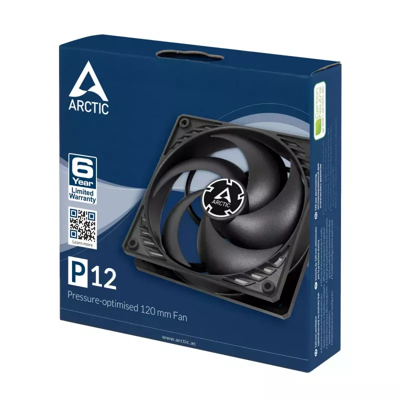 ARCTIC P12 - slėgiui optimizuotas 120 mm ventiliatorius