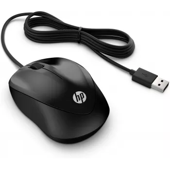 HP Wired Mouse 1000, ambidekstrinė, USB Type-A, 1200 DPI, juoda