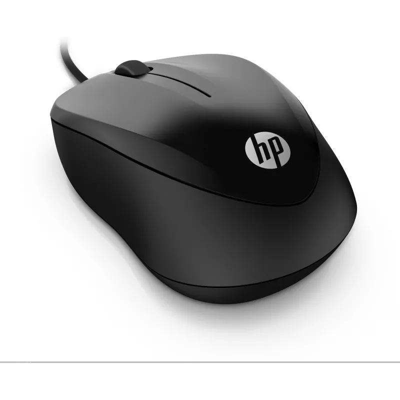 HP Wired Mouse 1000, ambidekstrinė, USB Type-A, 1200 DPI, juoda