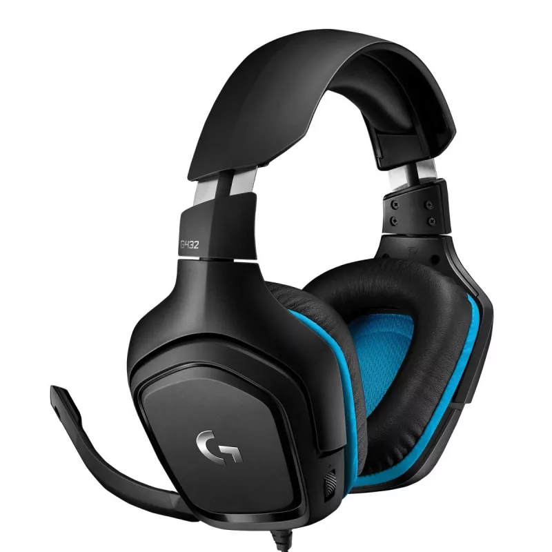 LOGITECH G432 – žaidimų ausinės su mikrofonu, USB / 3.5 mm, 7.1 erdvinis garsas, mėlyna