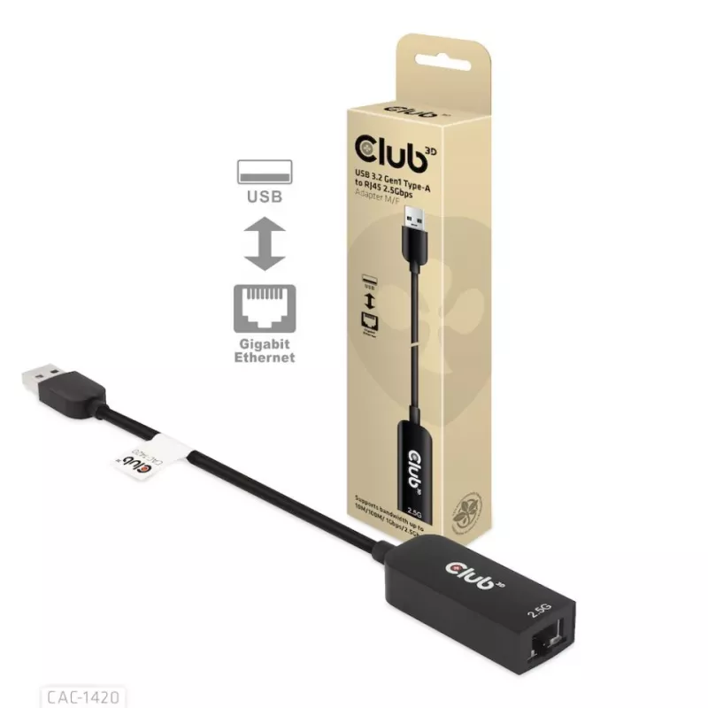 CLUB3D USB 3.2 Gen1 Type-A į RJ45 2.5Gbps adapteris