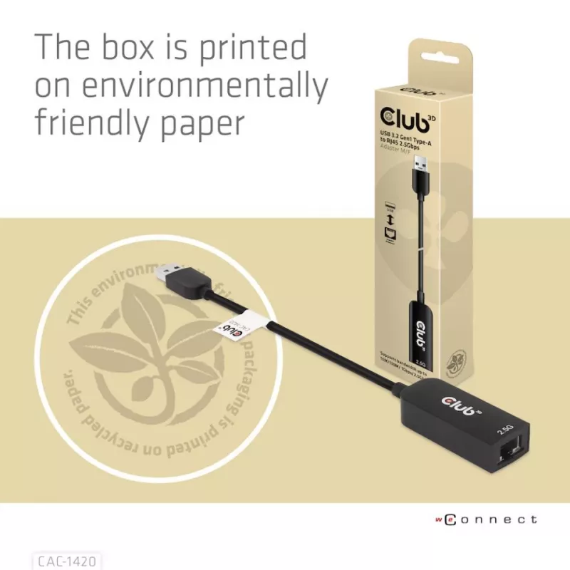 CLUB3D USB 3.2 Gen1 Type-A į RJ45 2.5Gbps adapteris