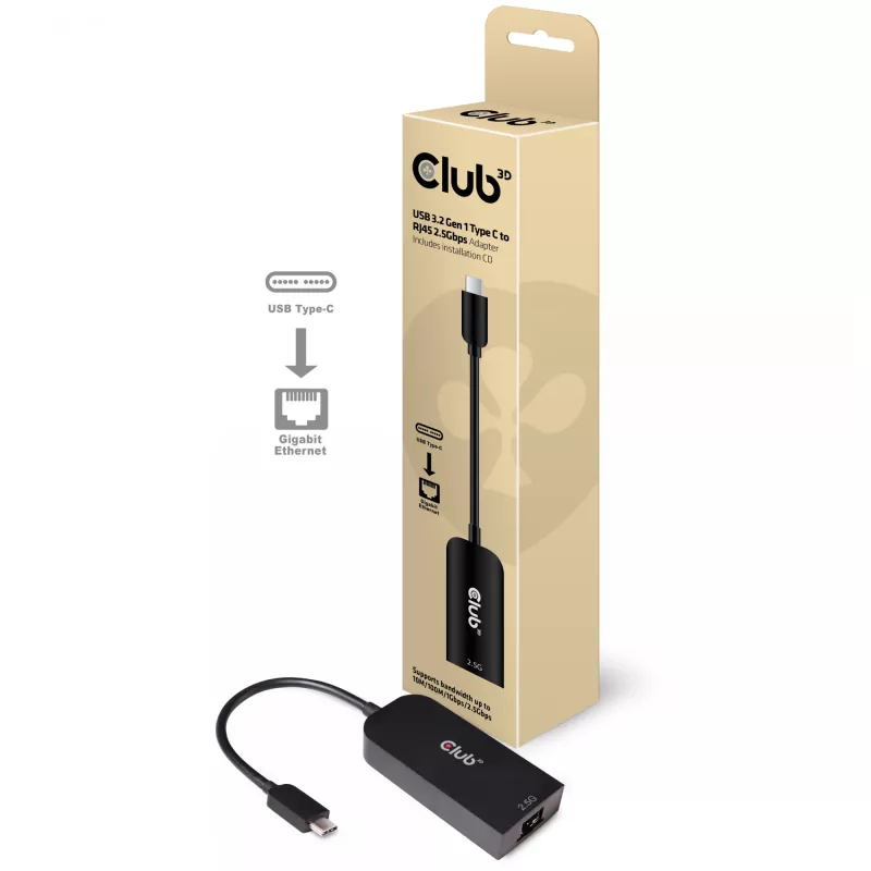 CLUB3D USB 3.2 Gen1 Type C į RJ45 2.5Gbps adapteris
