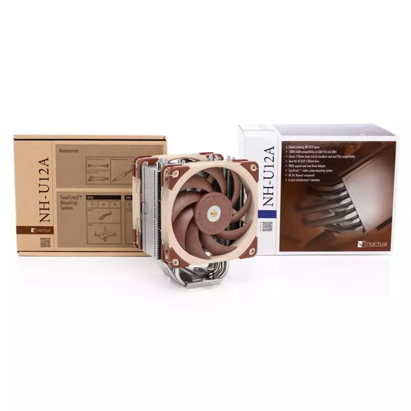 Procesoriaus aušintuvas Noctua NH-U12A 120 mm, dviejų ventiliatorių, varinis pagrindas, aliumininis radiatorius, PWM, tinka Intel/AMD lizdams