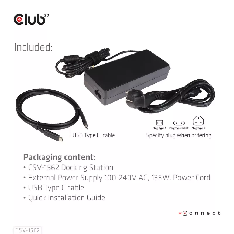 CLUB3D CSV-1562 USB3.2 Gen1 Type-C universalus dokas su 3x 4K30Hz, įkrovimu ir DisplayLink sertifikatu