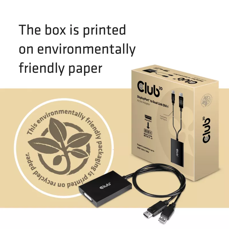 CLUB3D DisplayPort į Dual Link DVI-D HDCP ON versija aktyvus adapteris M/F