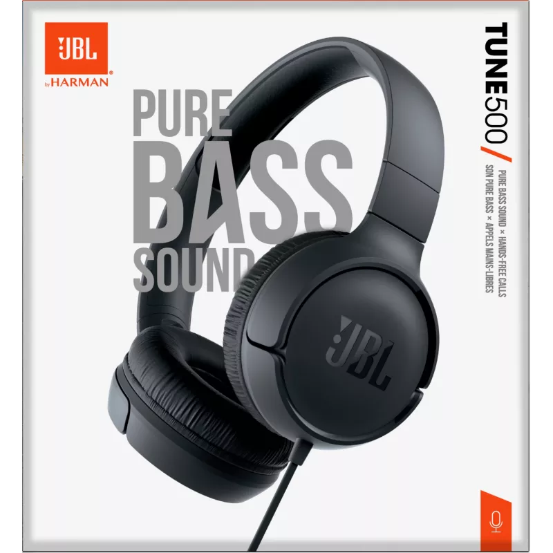 JBL Tune 500 BLACK laidinės ausinės, 20–20000 Hz, skambučiams/muzikai, 148 g, juodos
