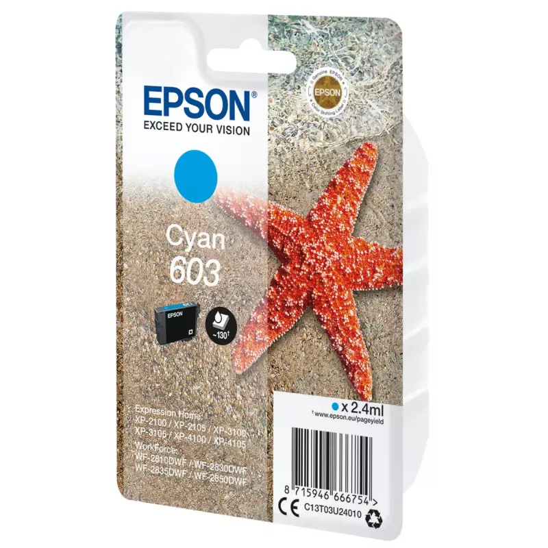 Epson C13T03U24010 rašalo kasetė 1 vnt. Originali standartinė išeiga Cyan