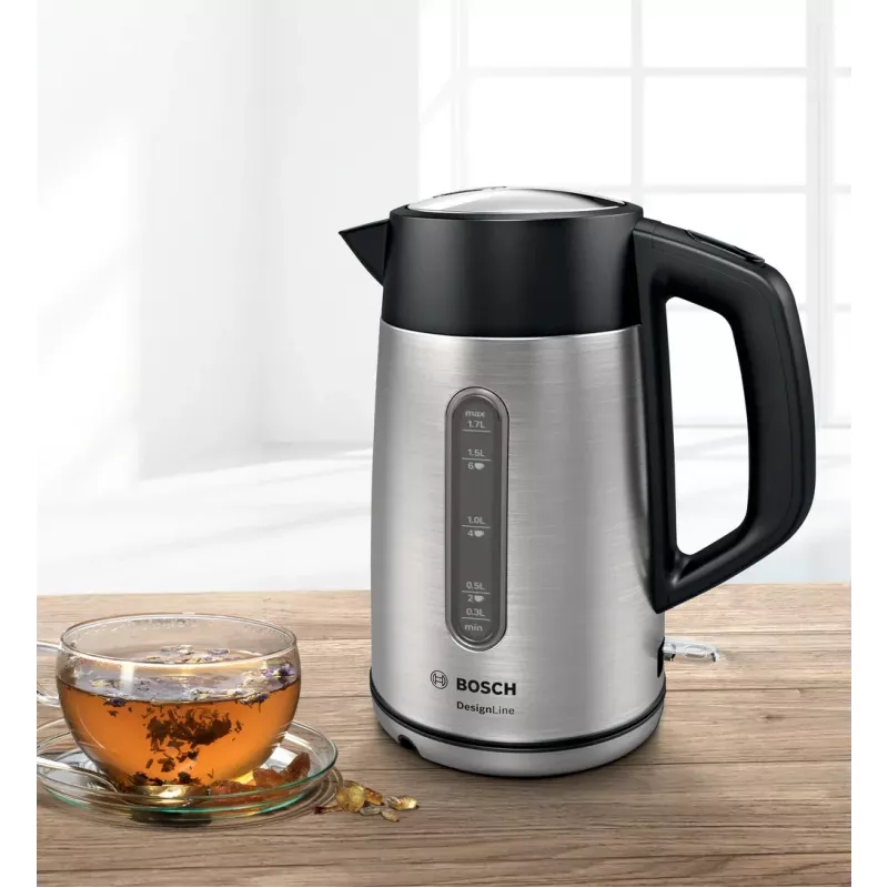 Bosch TWK4P440 elektrinis virdulys 1,7 L 2400 W juodas, nerūdijantis plienas