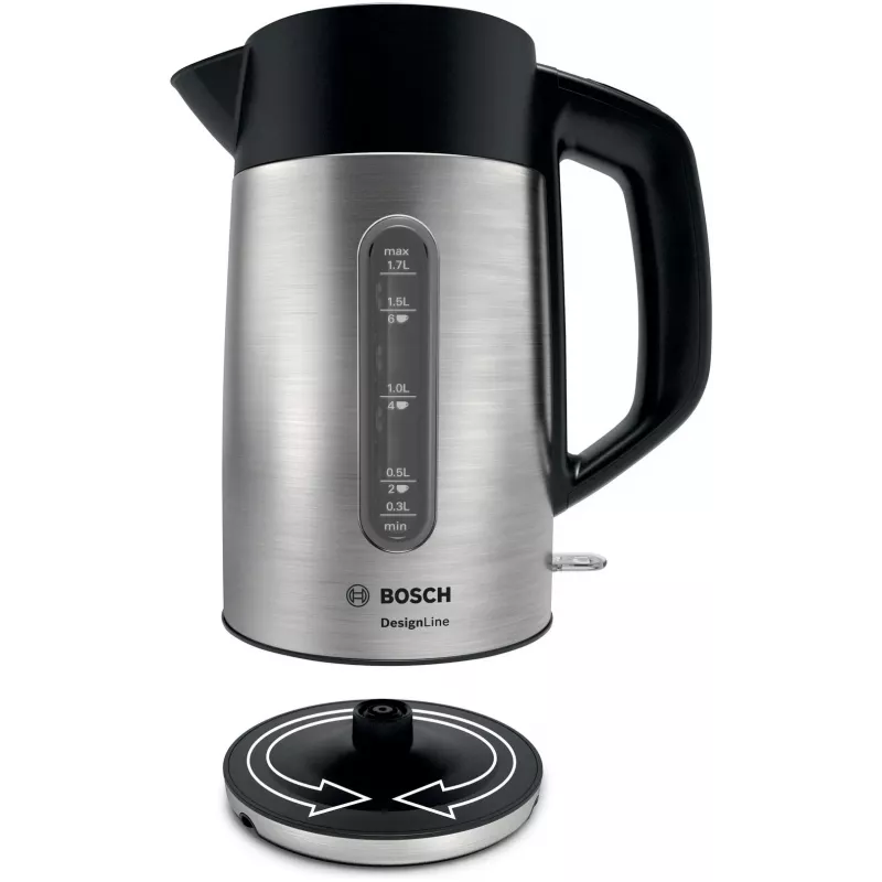 Bosch TWK4P440 elektrinis virdulys 1,7 L 2400 W juodas, nerūdijantis plienas