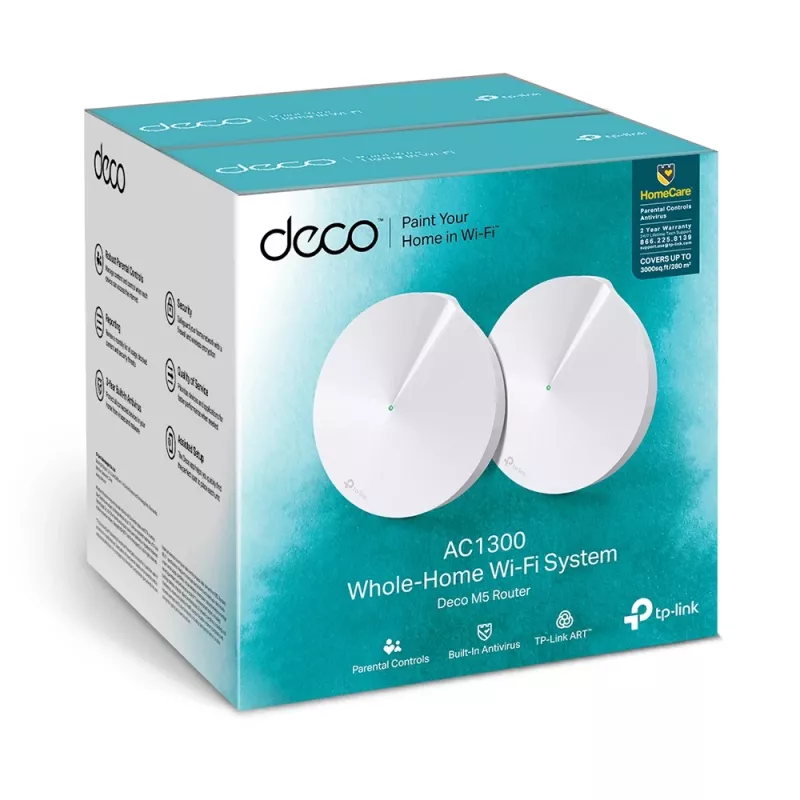 TP-Link Deco M5 AC1300 belaidžio tinklo „Mesh“ sistema, 2 vnt. rinkinys