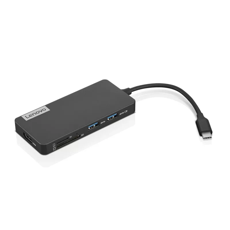 Dokavimo stotelė Lenovo GX90T77924 – USB-C 7-in-1 centras su HDMI, USB-A 3.2 Gen1, USB 2.0, SD/MicroSD kortelių lizdais, pilka