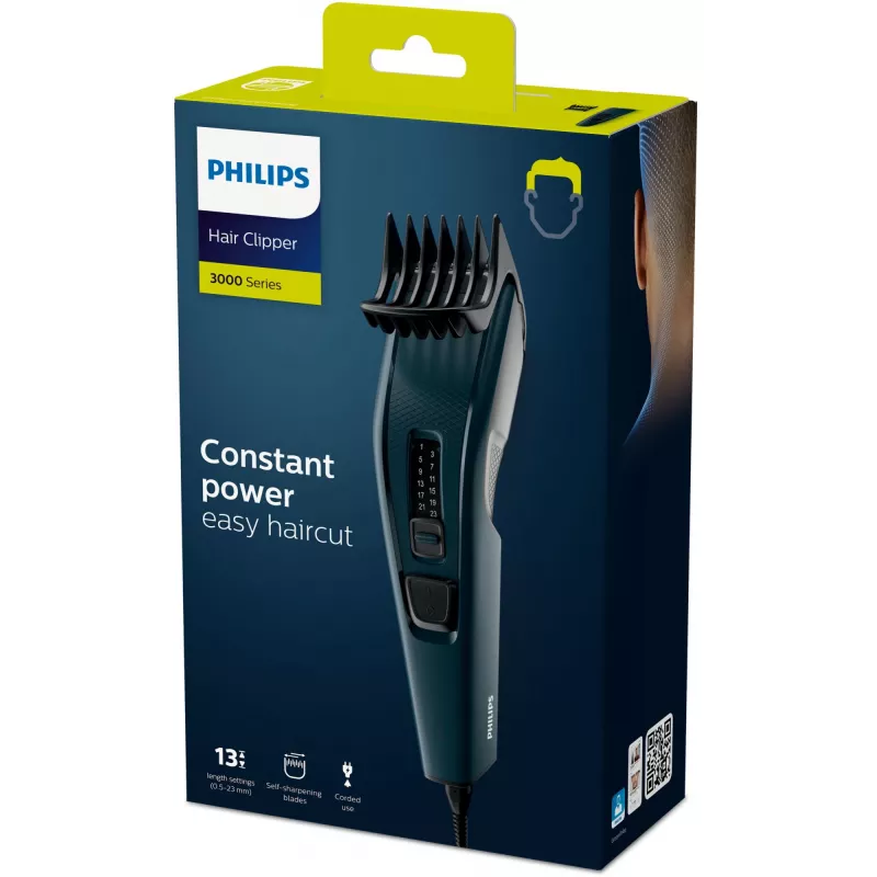 Philips HAIRCLIPPER Series 3000 HC3505/15 plaukų kirpimo mašinėlė, juoda, žalia, 0.5 mm, 2.3 cm, 4.1 cm, nerūdijantis plienas, AC