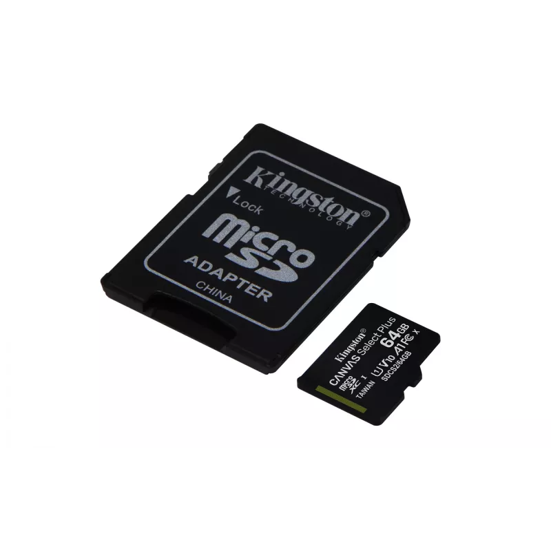 Kingston Canvas Select Plus 64GB microSDXC A1 C10 100R atminties kortelė su adapteriu