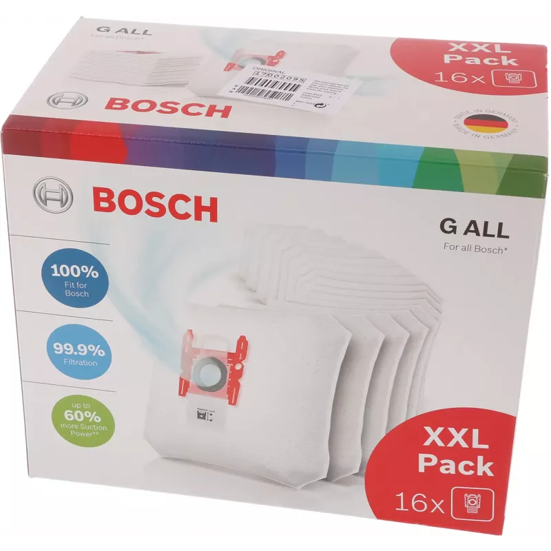 Bosch BBZ16GALL dulkių maišelių rinkinys cilindriniams dulkių siurbliams (16 vnt.)