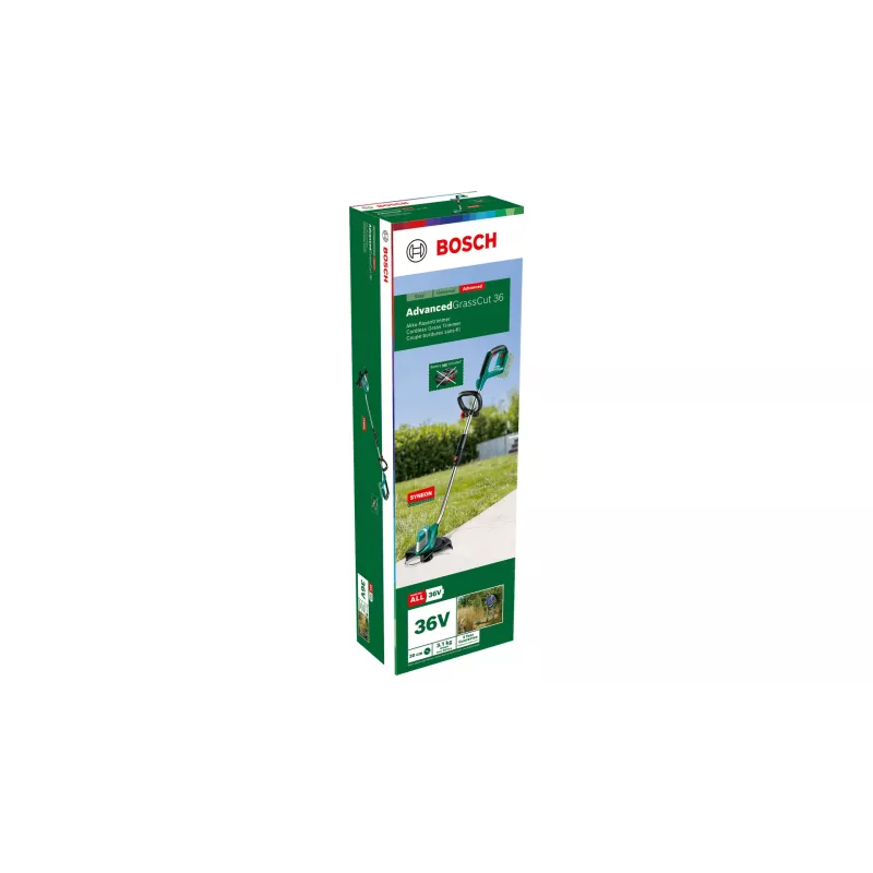 Bosch AdvancedGrassCut 36 belaidis žoliapjovės antgalis, be akumuliatoriaus ir įkroviklio, 30 cm pjovimo skersmuo, nailono valas, D formos rankena, 1,6 mm, 6 m