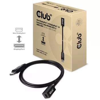 CLUB3D Mini DisplayPort 1.4 į DisplayPort prailginimo laidas 8K60Hz DSC 1.2 HBR3 HDR dvipusis F/M 1m