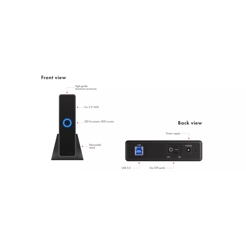 ICY BOX IB-377U3 Išorinis HDD korpusas Juodas 3.5 colio