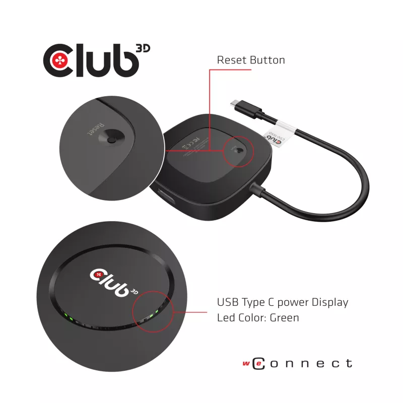 CLUB3D USB Type C 3.2 Gen 1 MST HUB DisplayPort 1.4 trigubam monitoriui CSV-1550