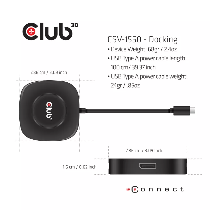 CLUB3D USB Type C 3.2 Gen 1 MST HUB DisplayPort 1.4 trigubam monitoriui CSV-1550