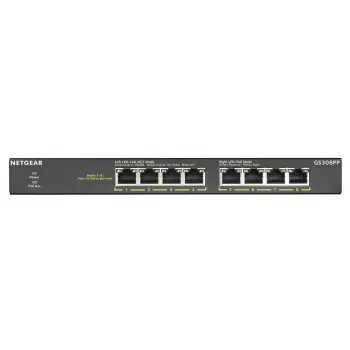 NETGEAR GS308PP Nevaldomas Gigabit Ethernet (10/100/1000) su PoE, juodas