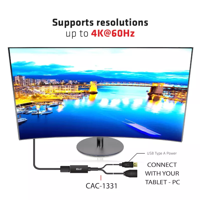 CLUB3D CAC-1331 aktyvus HDMI į DisplayPort adapteris 0.25 m juodas