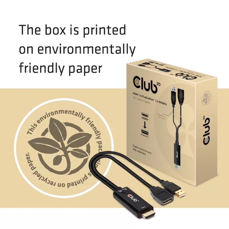 CLUB3D CAC-1331 aktyvus HDMI į DisplayPort adapteris 0.25 m juodas
