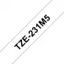 Brother TZE-231M5 lipnių etikečių juosta Juoda ant baltos 5 vnt.