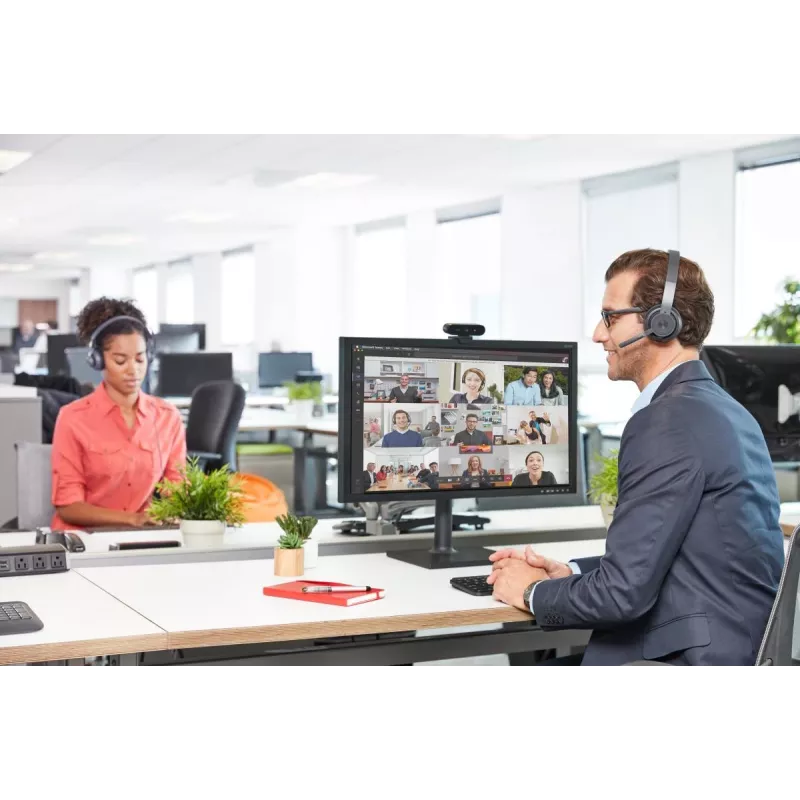 Logitech Zone Wireless MS 981-000854 ausinės su mikrofonu, Bluetooth, ant ausų, aktyvus triukšmo slopinimas, belaidis Qi krovimas, Microsoft Teams, grafitinės