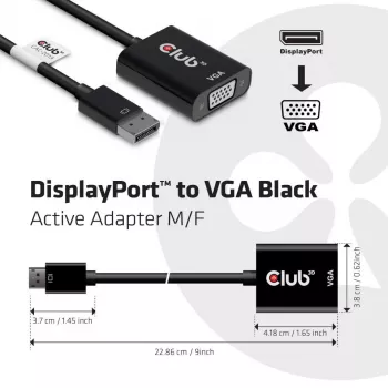 CLUB3D DisplayPort™ į VGA juodas aktyvus adapteris M/F