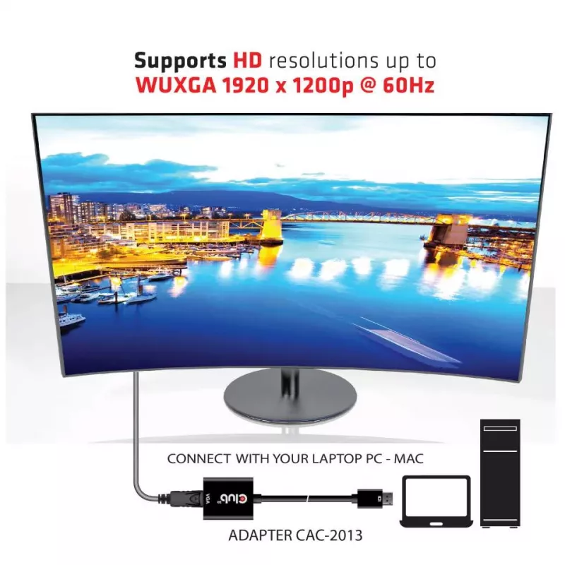 CLUB3D DisplayPort™ į VGA juodas aktyvus adapteris M/F