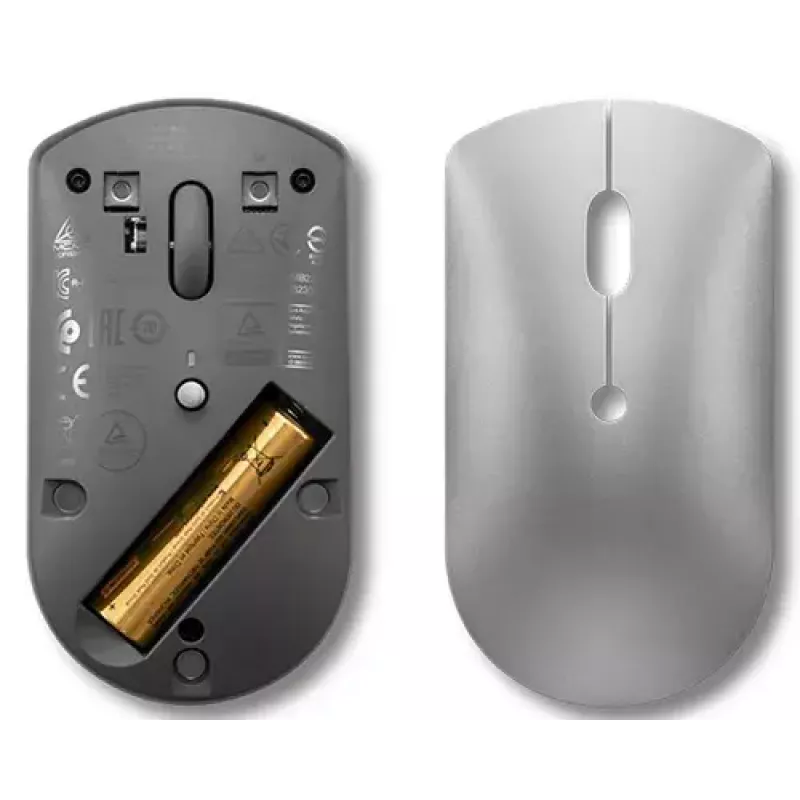 Optinė Bluetooth pelė Lenovo 600 – 2400 DPI, Bluetooth 5.0 dviejų įrenginių, 3 mygtukai, rutulinis slinkimas, geležinė pilka