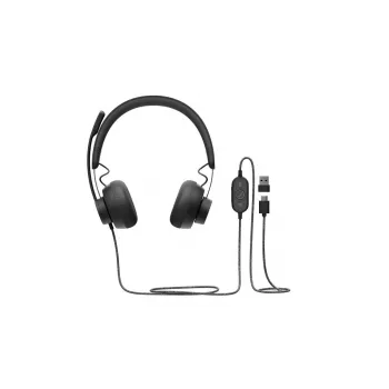 LOGITECH Zone Wired – ausinės su mikrofonu, USB-C / USB-A, UC Zone, juodos